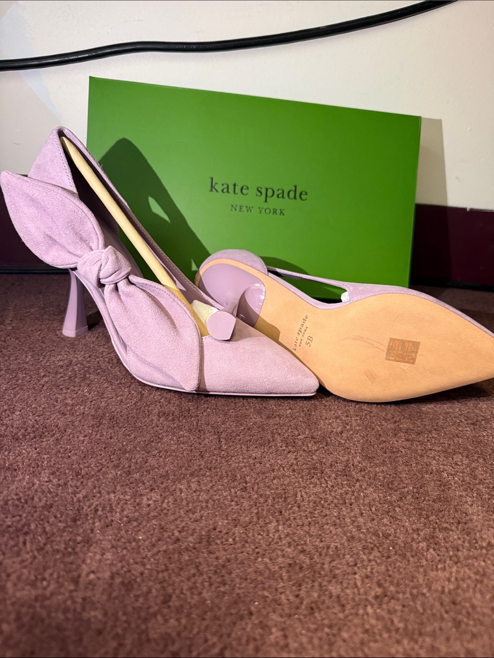 kate spade Lilac Suede Bow Pointed-Toe Heels size 5